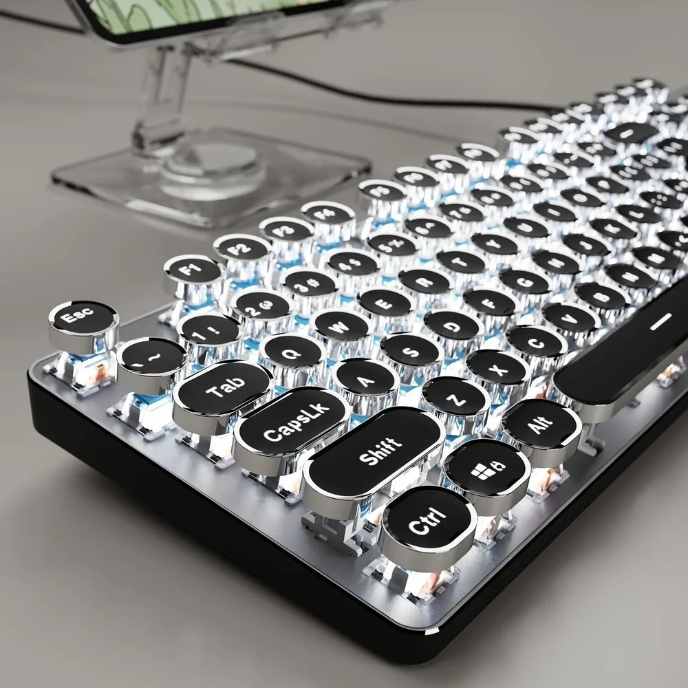 SEUNKWANG Typewriter Mechanical Gaming Keyboard Blue Switch Backlit Wired